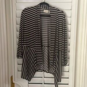 Chico’s size 2, same as 12/14, Black & White Diagonal Striped Jacket 3/4 sleeves